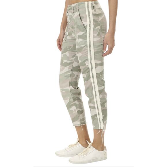 COPY - MOTHER The Shaker Chop Crop Fray Linen Tencel Blend Pants Sz 27 Desert C… - Picture 1 of 16